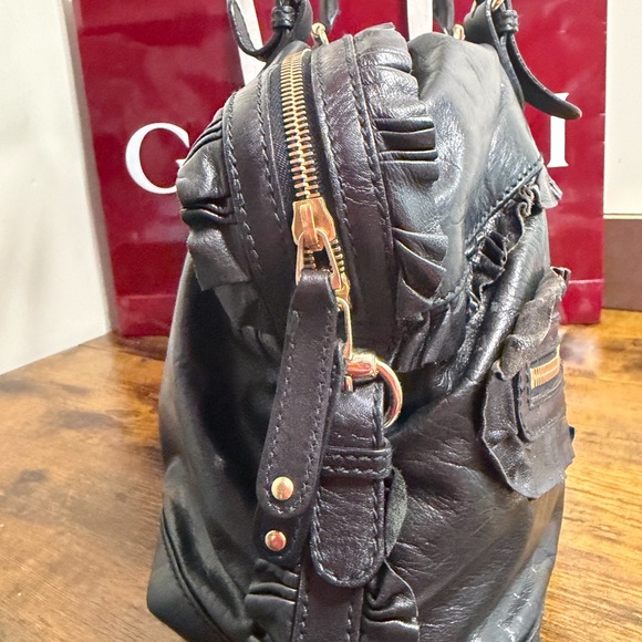 Black Leather Sabrina Medium Boston Bag - Picture 2 of 13